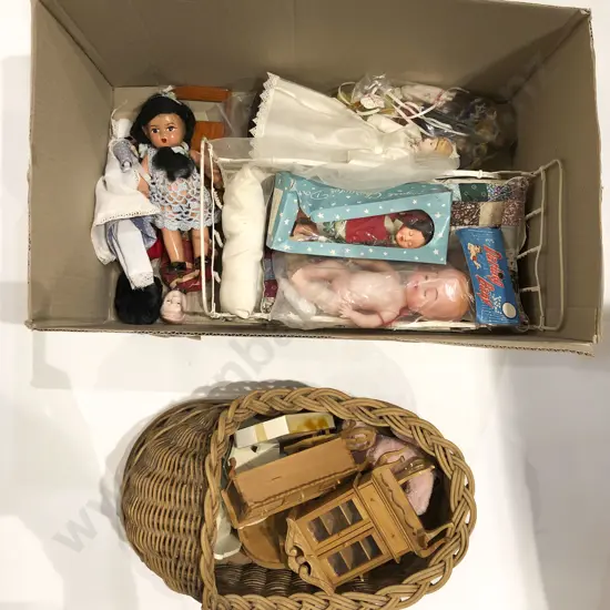 Assorted Dolls & Dolls House Furniture