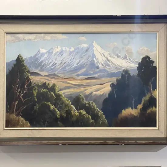 E. B. Lattey - Ruapehu From Desert Road - Oil on Canvas