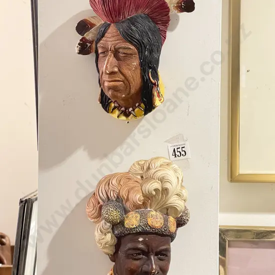 Two Bossons Portrait Plaques - African Zulu & Shawnee Indian Chief
