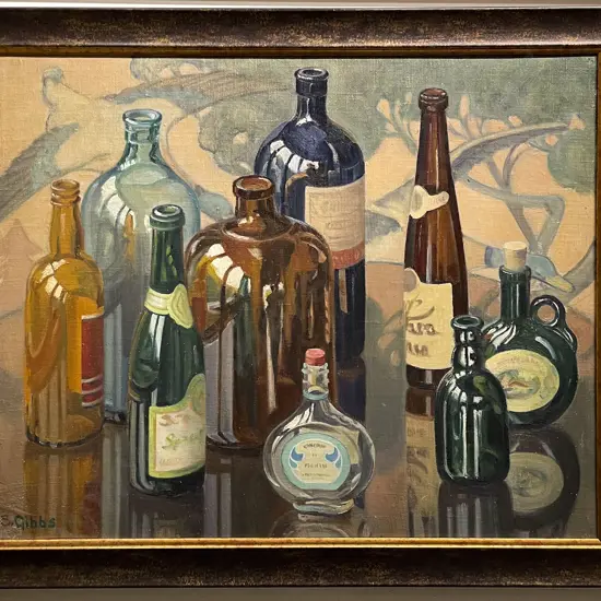 Stella Gibbs - "Bottles" - Oil on Board