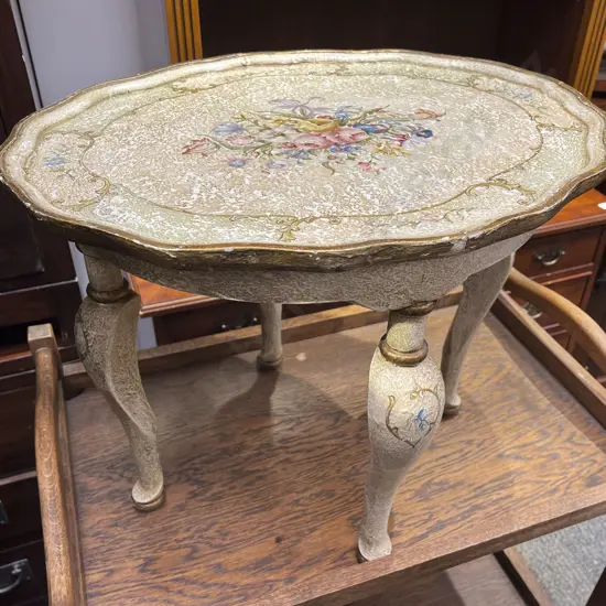 Painted Floral Decorated Occasional Table