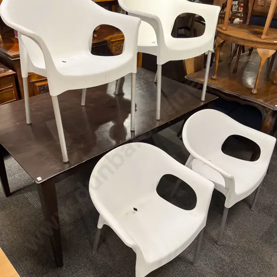Set of Four "Made in Portugal" White Plastic Armchairs