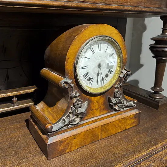 Burr Walnut Mantel Clock