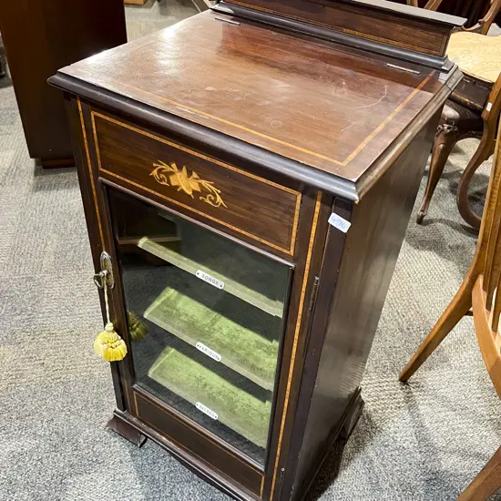 Edwardian Inlaid Music Cabinet with Music Stand Tilt Top