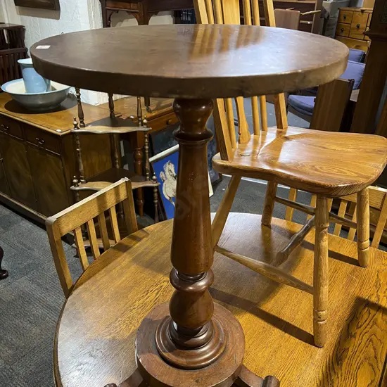 Mahogany Circular Occasional Table on Turned Wood Base