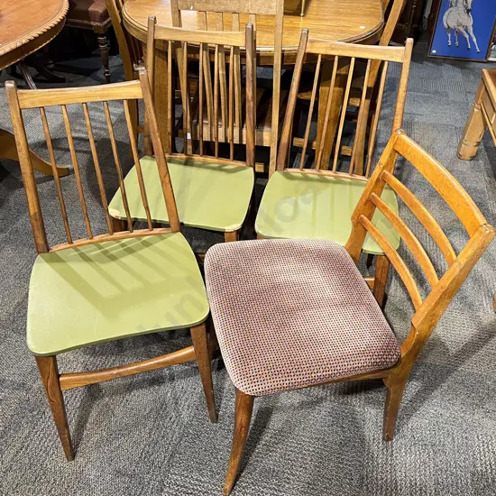 Three Mid Century Knife Back Dining Chair with Associated Single Chair