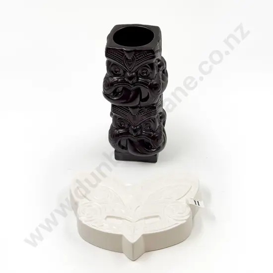 Two NZ Pottery Maori Themed Pieces