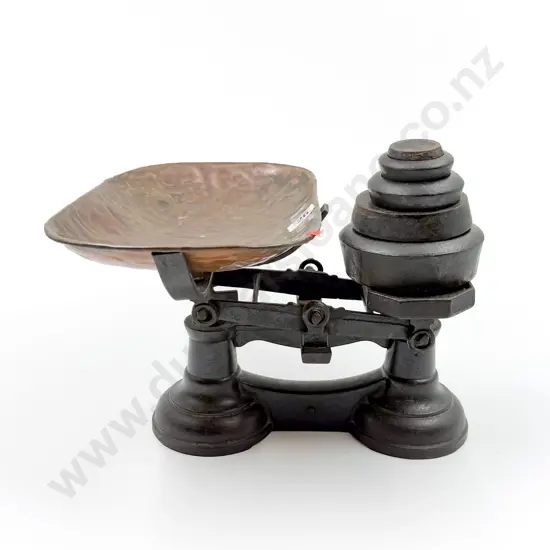 Cast Iron Weights & Scales with Copper Tray