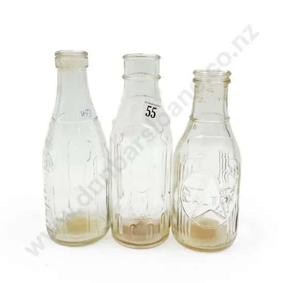 Three Assorted Vintage Glass Oil Bottles