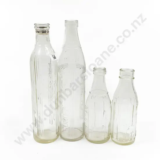 Two Vintage Glass Oil Bottles & Two Smaller