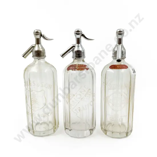 Three Vintage Glass Soda Syphons