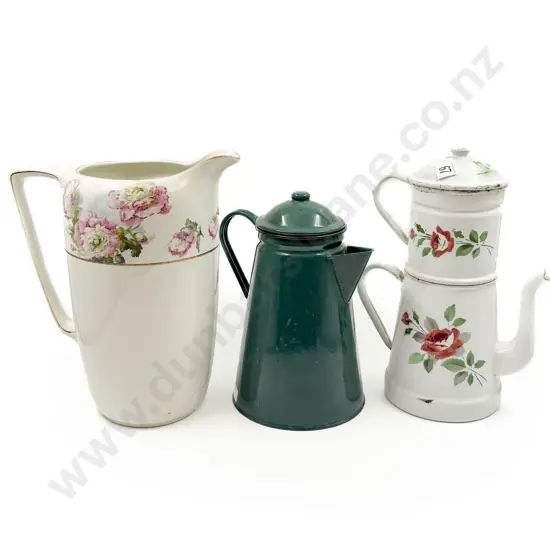 Grimwades Jug & Two Pieces of Enamel Ware