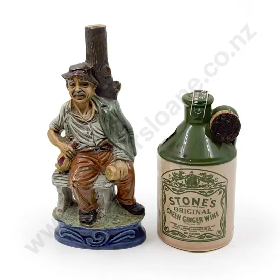 Stoneware Decanter (Full) together with Figural Decanter