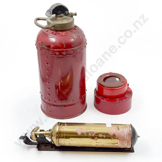 Vintage Fire Extinguisher with Two Fire Alarm Cases etc