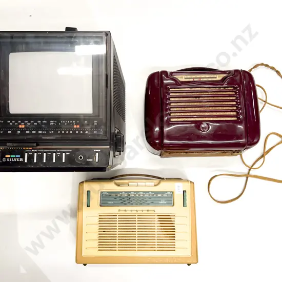 Vintage Portable Television & Two Portable Radios