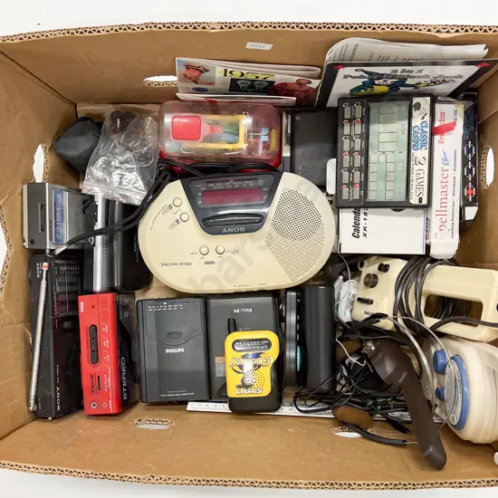 Box Quantity of Assorted Vintage Electronics incl Walkman