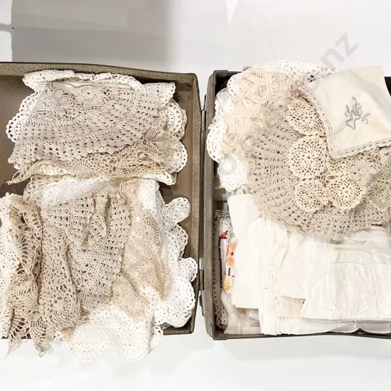 Suitcase of Assorted Vintage Linens