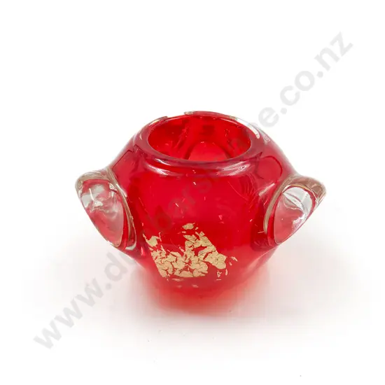 Unsigned Gold Leaf Art Glass Small Vase