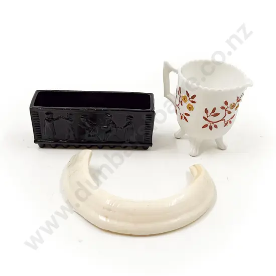 Boar Tusk together with Small Glass Trough & Jug