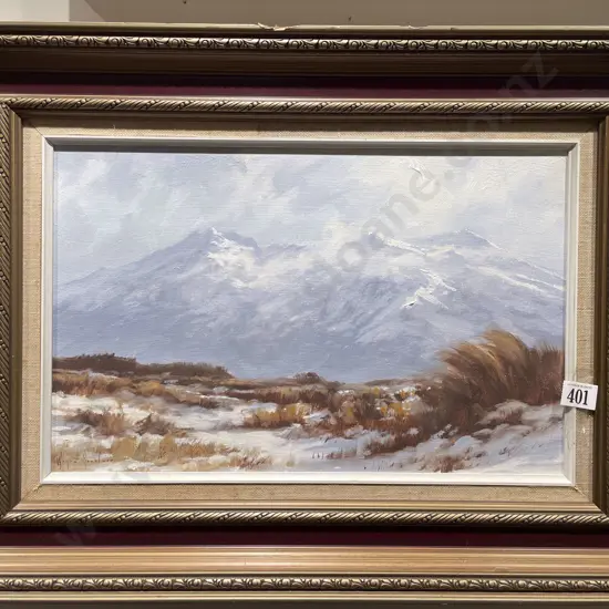 Wayne Sinclair - Mountainscape - Oil on Board