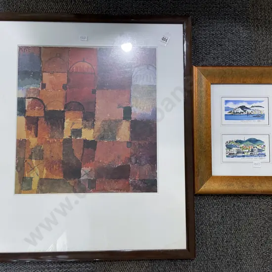 Framed Pair of Wellington Watercolours together with Print