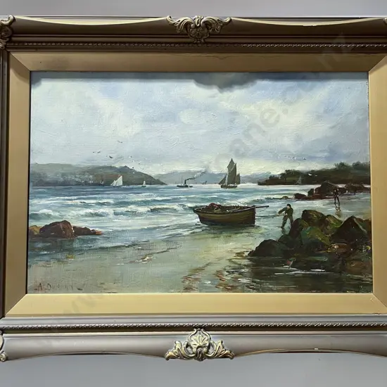 A Duncan - Vintage Coastal Scene - Oil on Board