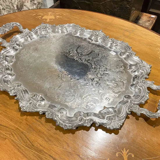 Large Silver Plated Two Handled Banquet Tray