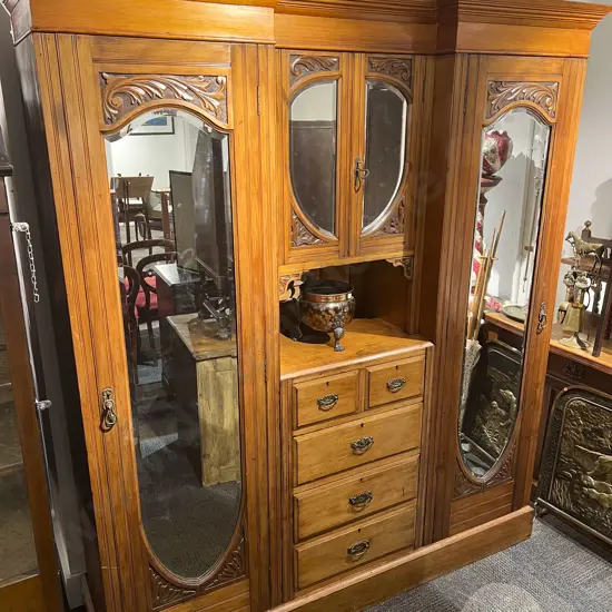 Large Late C19th NZ Colonial Kauri Wardrobe