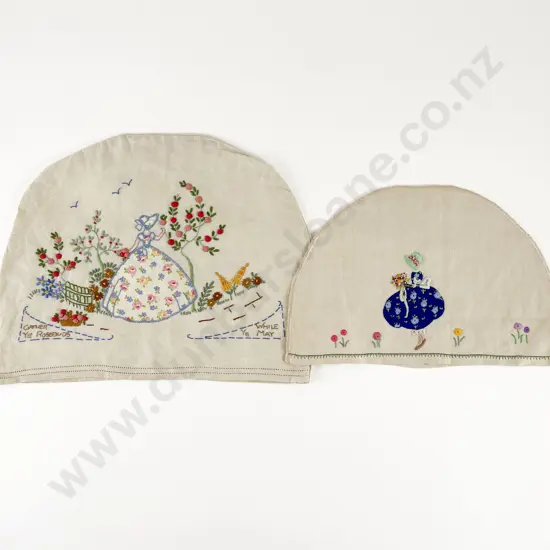 Two 1930s Linen Tea Cosies