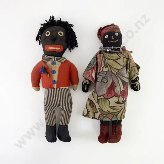 Two Vintage Hand Made Cloth Dolls