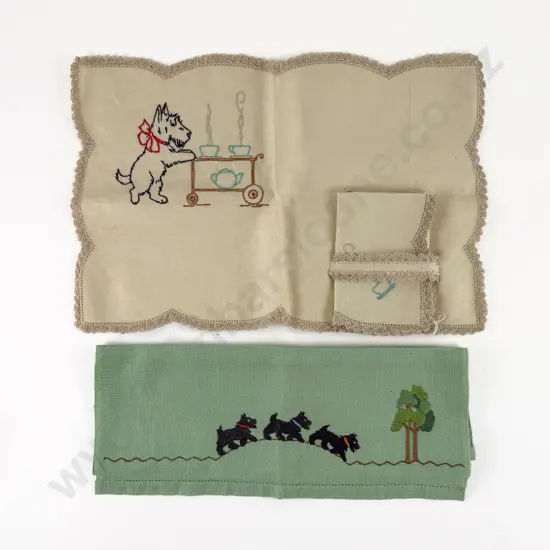 C1940's Hand Towel & Breakfast Tray Cloth & Napkin