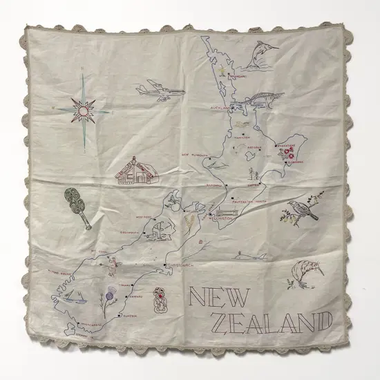 C1960 Map of New Zealand Tablecloth
