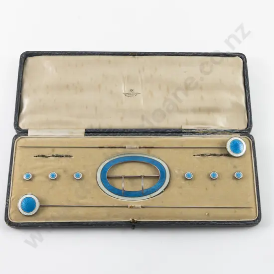 Boswell Hensman of Regent St London Cased S/S Buckle Button and Hat Pin Set