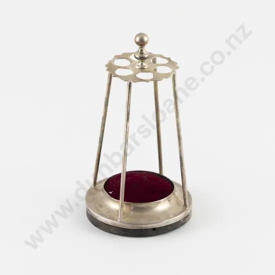 S/Plate and Red Velvet Hat Pin Holder