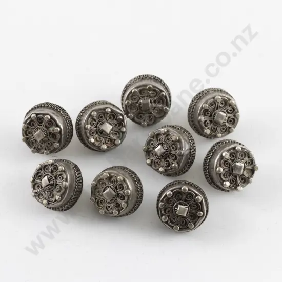 C19th Dutch Nine Silver (.835) Traditional Filigree Buttons