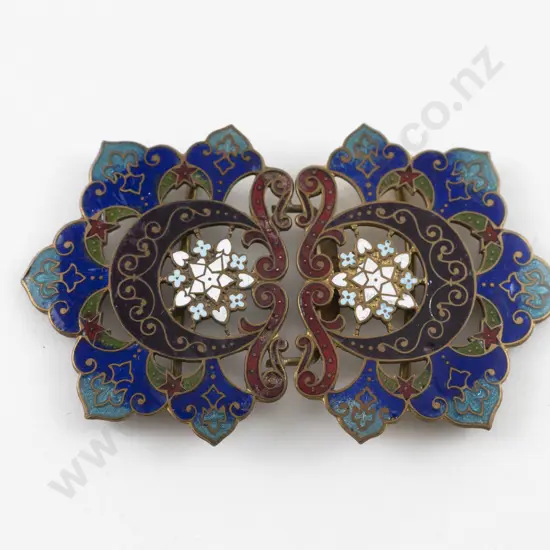 Art Nouveau Made in Austria Enamel 2pce Buckle