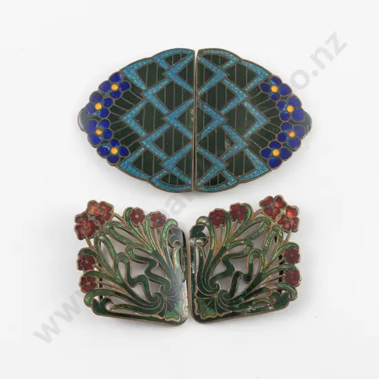 Art Nouveau Austria Enamel 2pce Buckle