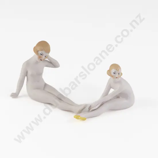 Two German Art Deco Bisque Bathing Beauties