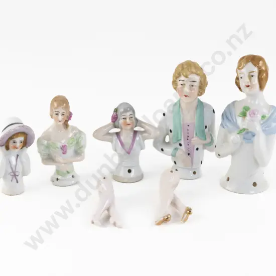 Collection Of Five German China Half Head Dolls