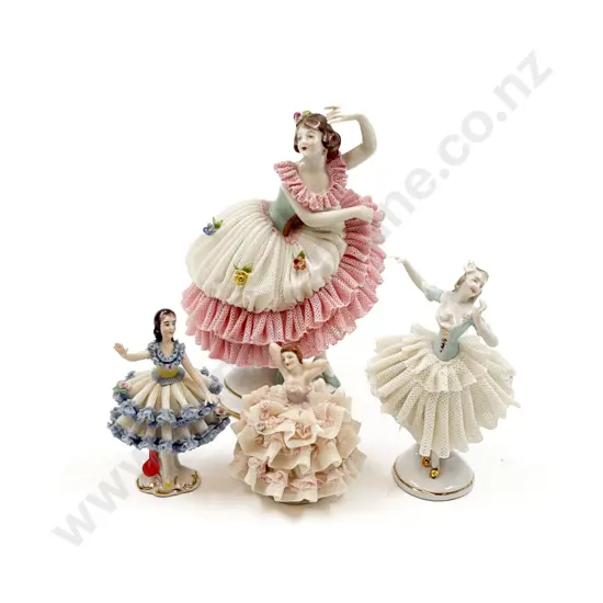 Four Dresden Lace Figures (af)