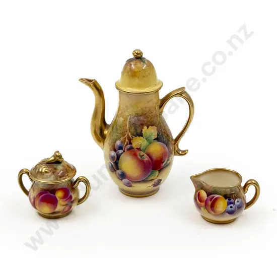 Royal Worcester Miniature Coffee Pot Sugar and Cream