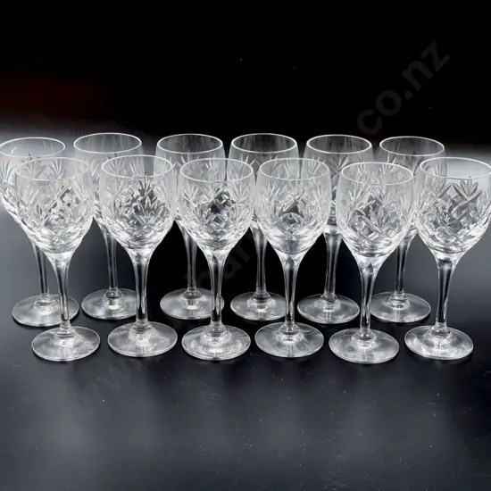Royal Doulton Crystal Twelve Sherry Glasses