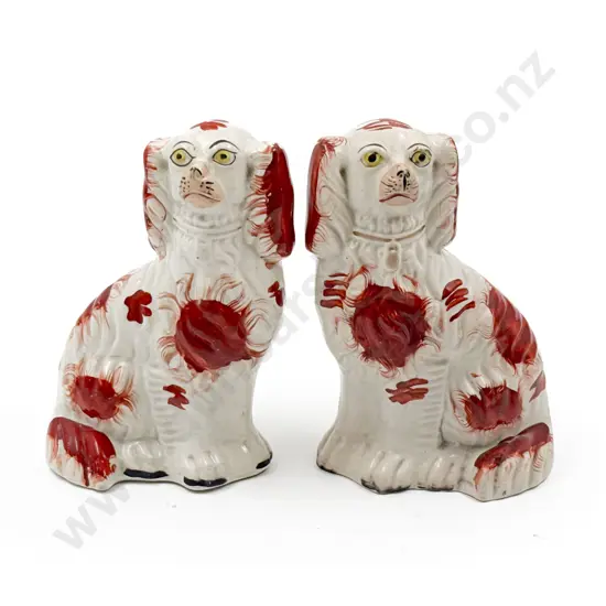 Victorian Pair of Small Staffordshire Mantle Dogs