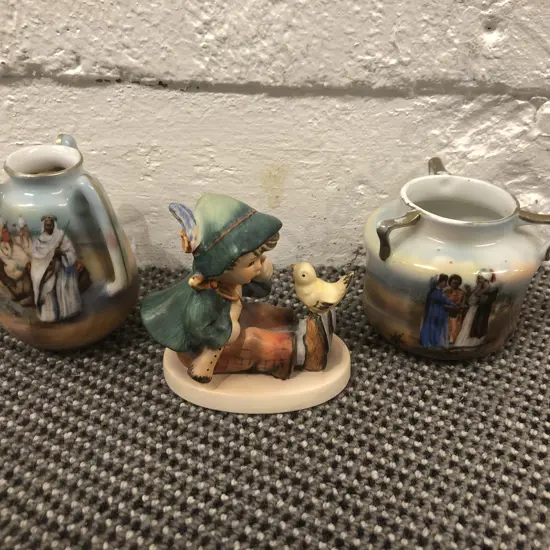 Hummel Figure and Two Bayreuth Pots PLEASE NOTE PHOTO CHANGE