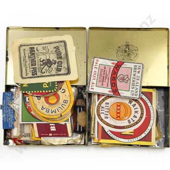 Miniature Stout Bottle and Beer Lables