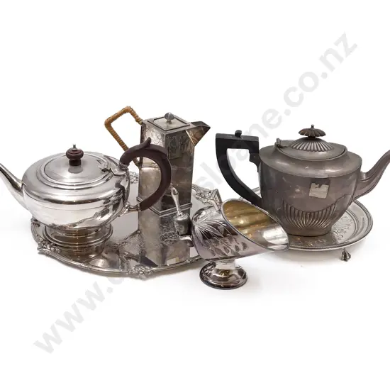 Two S/P Trays with Tea ware Including Sugar Scuttle
