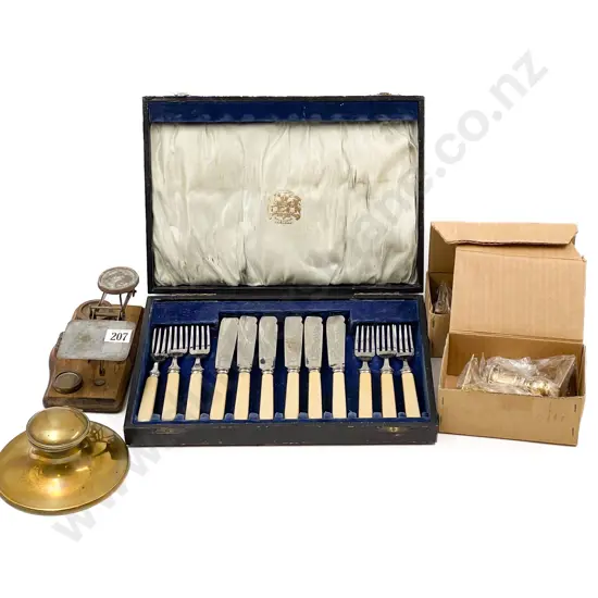 Fish Set with Weighing Scales Two Pof C/Sticks and Inkwell