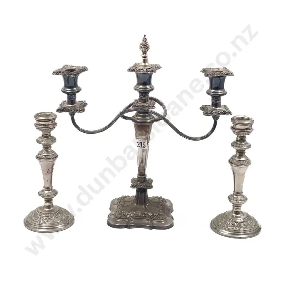 S/P Candelabra And Pair of C/sticks