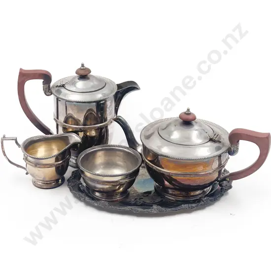 S/P Four Piece Tea Set and Tray