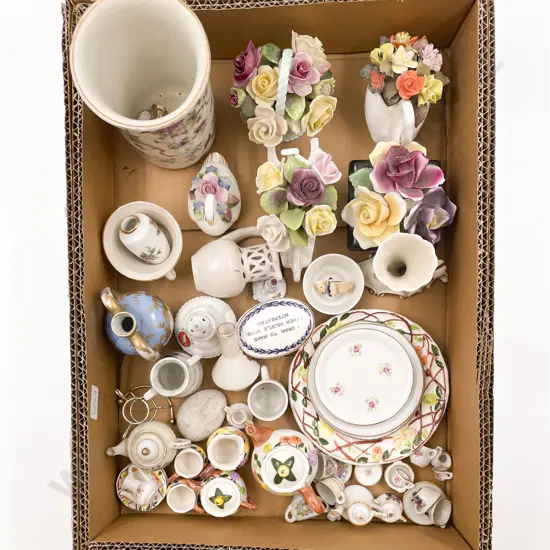 Assortment of Small China Ornaments Tea Sets and Posies